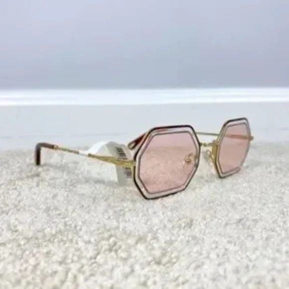 Chloe tally 53 MM Octagon Sunglasses in Havana/Azure/Pink BOUTIQUE main image 5